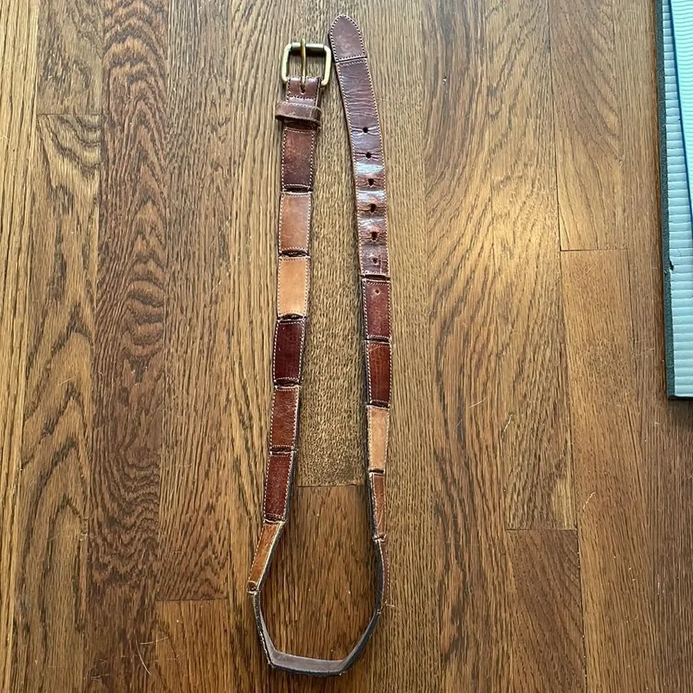 Vintage Fossil brown leather “patches” belt‎